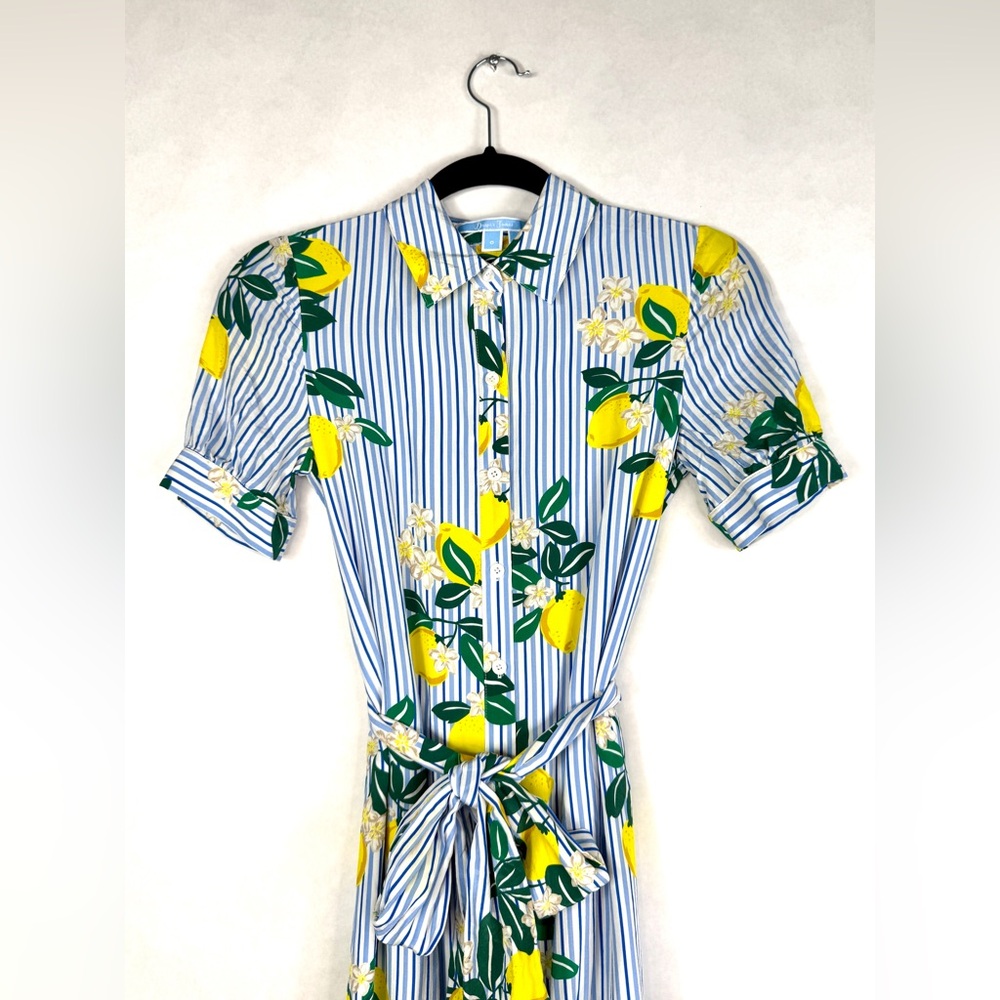 DRAPER JAMES Collection Lemon Blossom Floral Silk Maxi Shirtdress - Sz 0 - Picture 4 of 11
